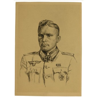 Propaganda-Postkarte aus der Serie: Ritterkreuzträger des Heeres. Gerhard Hein. Espenlaub militaria